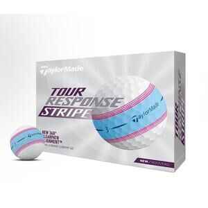 12 TaylorMade Tour Response Stripe Golf Balls - White/Blue/Pink